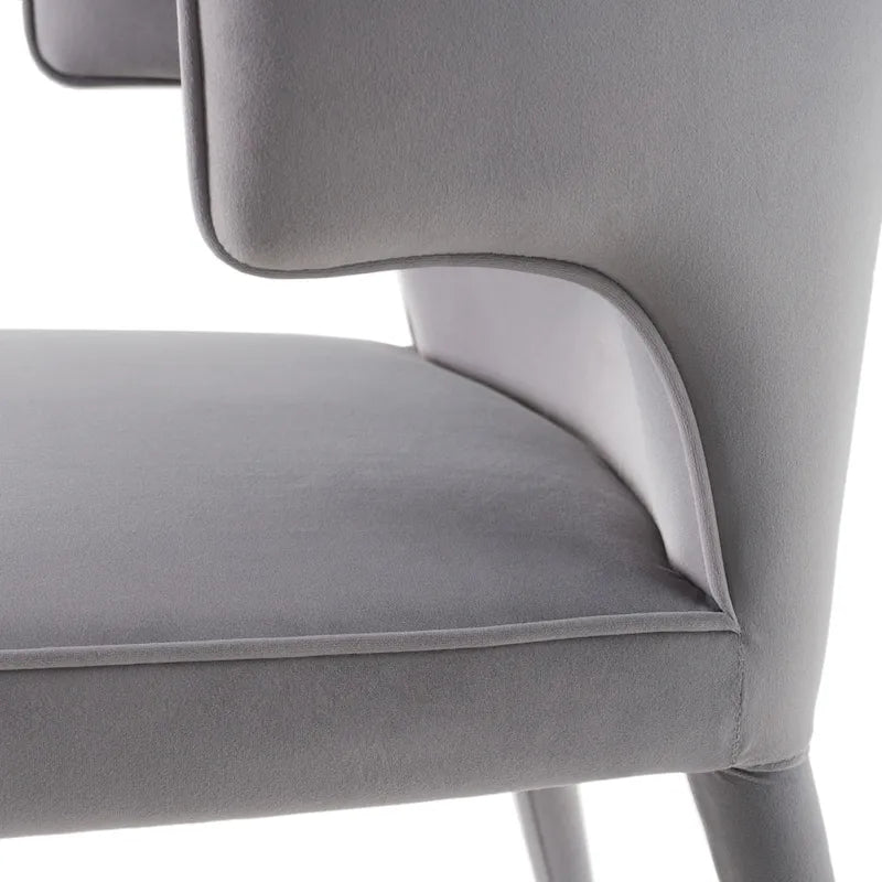 Chaise de salle à manger moderne Modrest Lucero en velours gris avec accoudoirs
