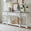 Table console d'entrée Magnolia Manor blanc antique et écorce vieillie de 183 cm