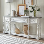 Table console d'entrée Magnolia Manor blanc antique et écorce vieillie de 183 cm