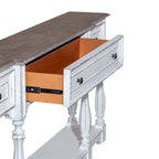 Table console d'entrée Magnolia Manor blanc antique et écorce vieillie de 183 cm