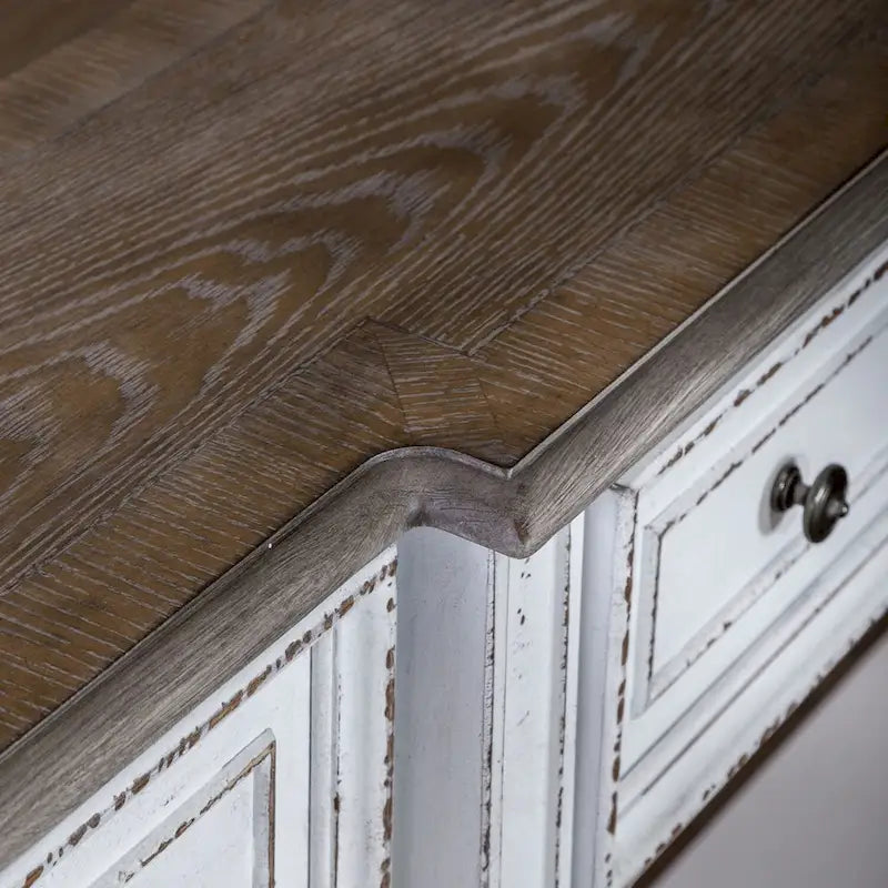 Table console d'entrée Magnolia Manor blanc antique et écorce vieillie de 183 cm