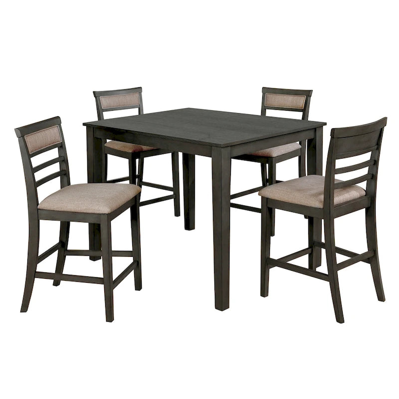 Ensemble de salle à manger Yevana contemporain en bois massif, 5 pièces, hauteur comptoir, par Furniture of America