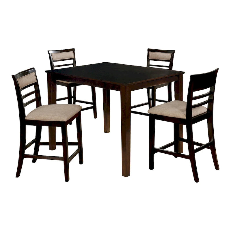 Ensemble de salle à manger Yevana contemporain en bois massif, 5 pièces, hauteur comptoir, par Furniture of America