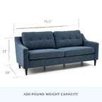 Canapé Brookside Ellen 75 à accoudoirs incurvés et capitonnés