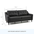 Canapé Brookside Ellen 75 à accoudoirs incurvés et capitonnés