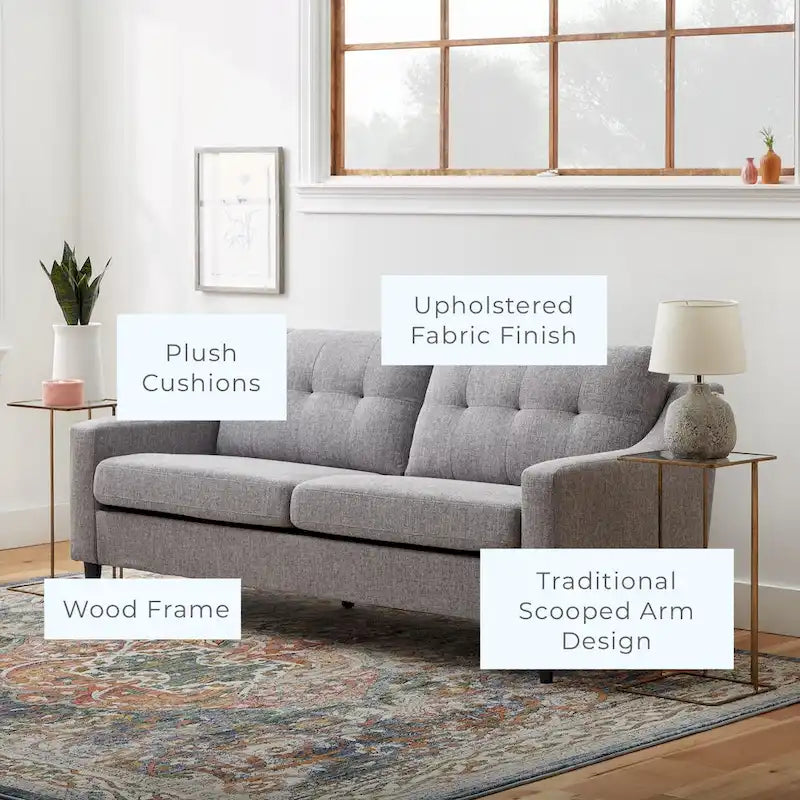 Canapé Brookside Ellen 75 à accoudoirs incurvés et capitonnés