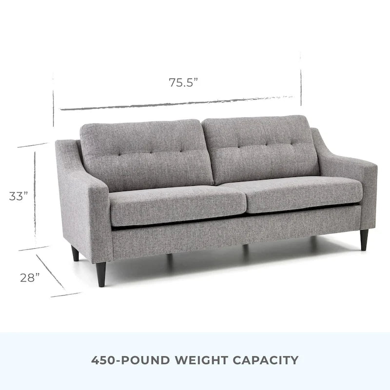 Canapé Brookside Ellen 75 à accoudoirs incurvés et capitonnés