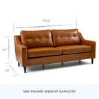 Canapé Brookside Ellen 75 à accoudoirs incurvés et capitonnés