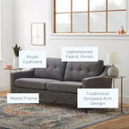 Canapé Brookside Ellen 75 à accoudoirs incurvés et capitonnés