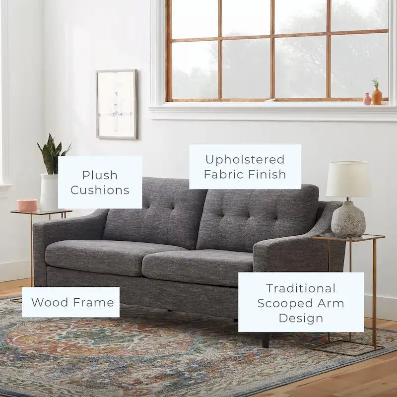 Canapé Brookside Ellen 75 à accoudoirs incurvés et capitonnés