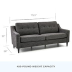 Canapé Brookside Ellen 75 à accoudoirs incurvés et capitonnés