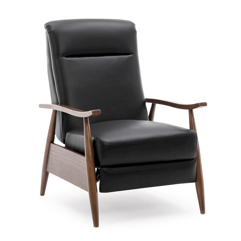 Fauteuil inclinable Fordham en cuir pleine fleur avec accoudoirs en bois de Greyson Living