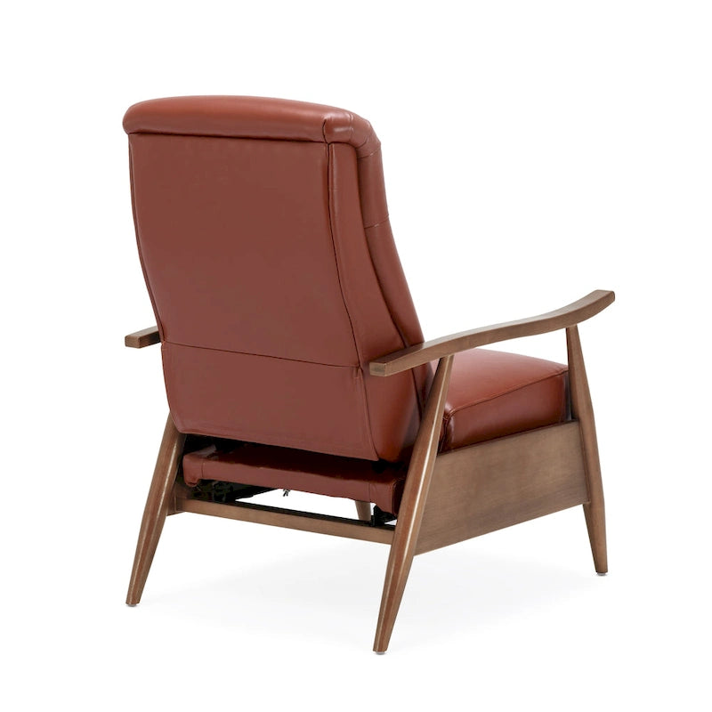 Fauteuil inclinable Fordham en cuir pleine fleur avec accoudoirs en bois de Greyson Living