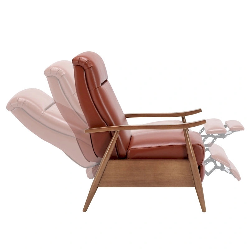 Fauteuil inclinable Fordham en cuir pleine fleur avec accoudoirs en bois de Greyson Living