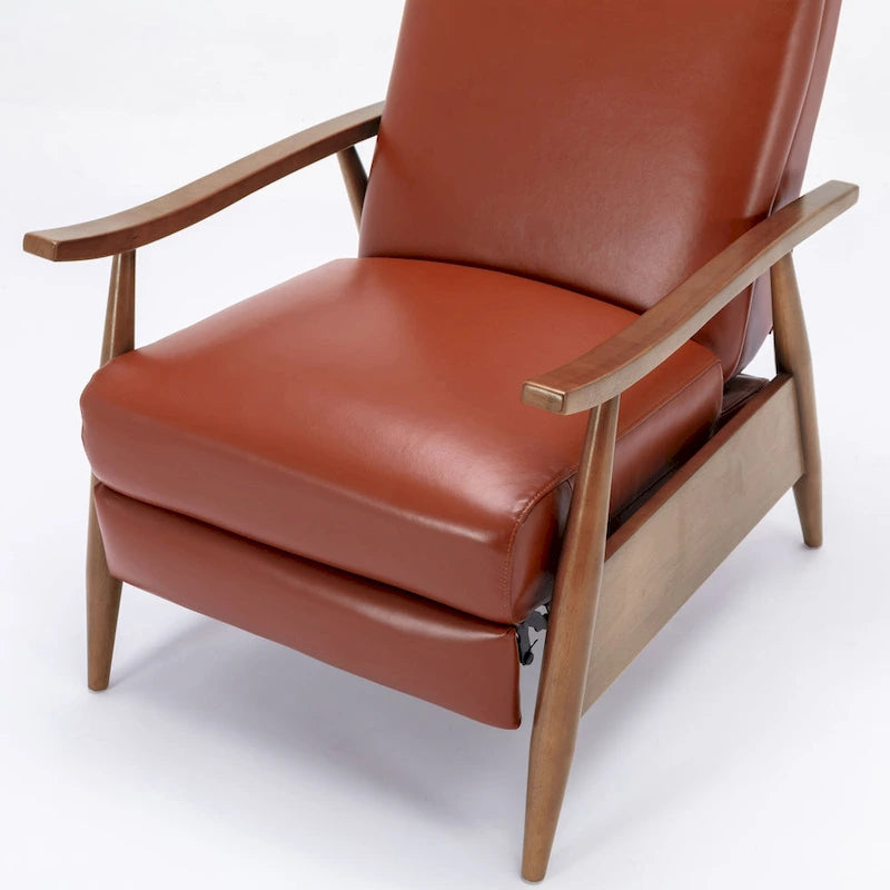 Fauteuil inclinable Fordham en cuir pleine fleur avec accoudoirs en bois de Greyson Living