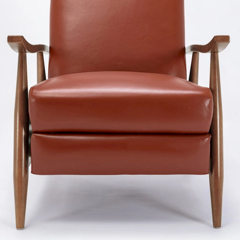 Fauteuil inclinable Fordham en cuir pleine fleur avec accoudoirs en bois de Greyson Living