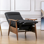 Fauteuil inclinable Fordham en cuir pleine fleur avec accoudoirs en bois de Greyson Living