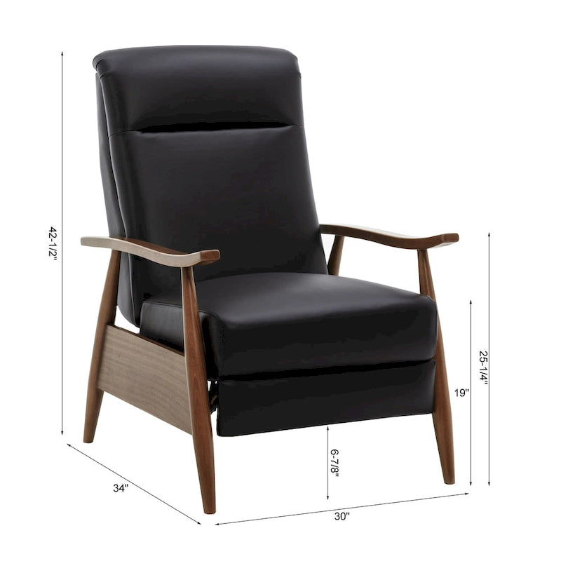 Fauteuil inclinable Fordham en cuir pleine fleur avec accoudoirs en bois de Greyson Living