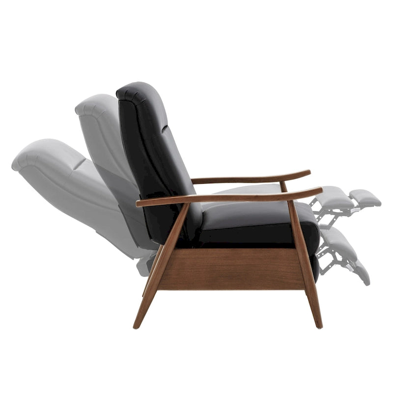 Fauteuil inclinable Fordham en cuir pleine fleur avec accoudoirs en bois de Greyson Living