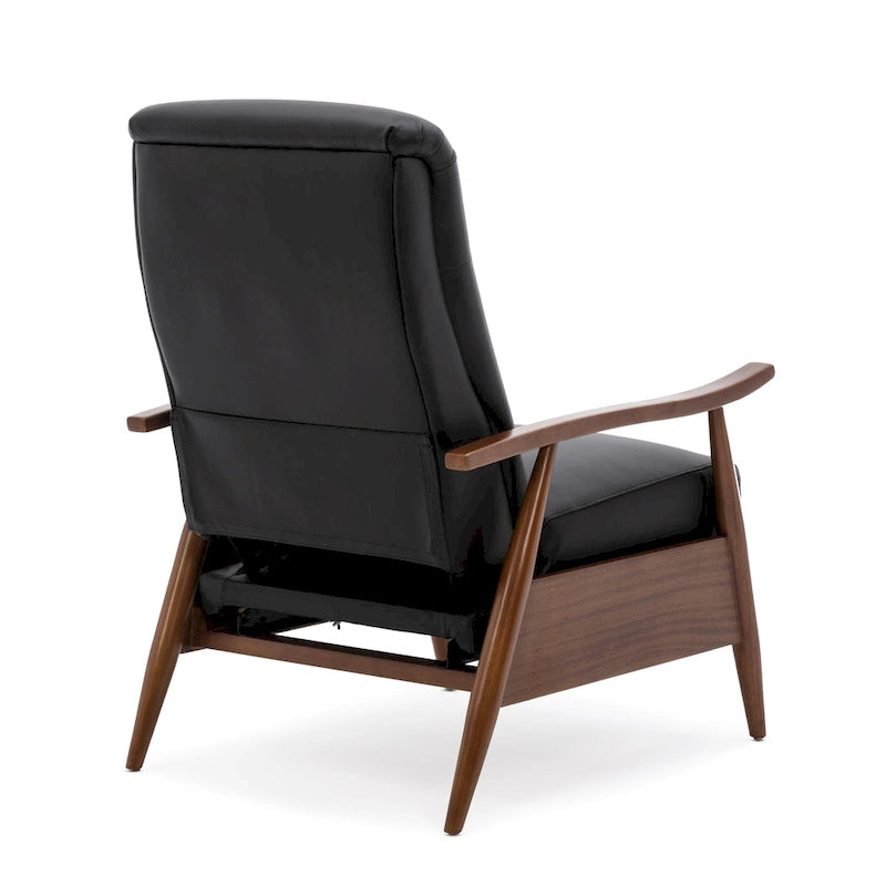 Fauteuil inclinable Fordham en cuir pleine fleur avec accoudoirs en bois de Greyson Living