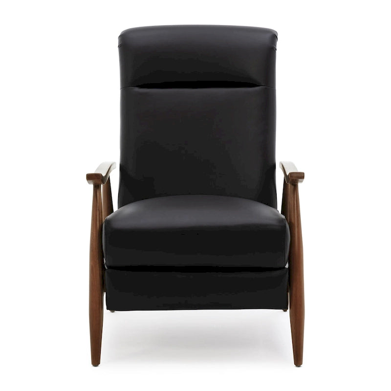 Fauteuil inclinable Fordham en cuir pleine fleur avec accoudoirs en bois de Greyson Living