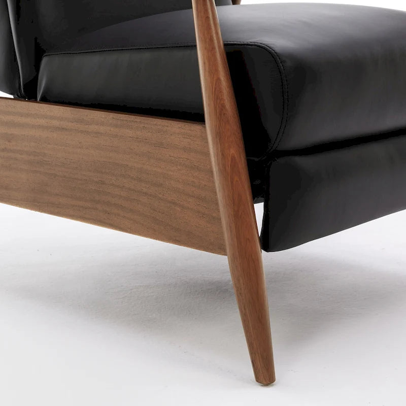 Fauteuil inclinable Fordham en cuir pleine fleur avec accoudoirs en bois de Greyson Living