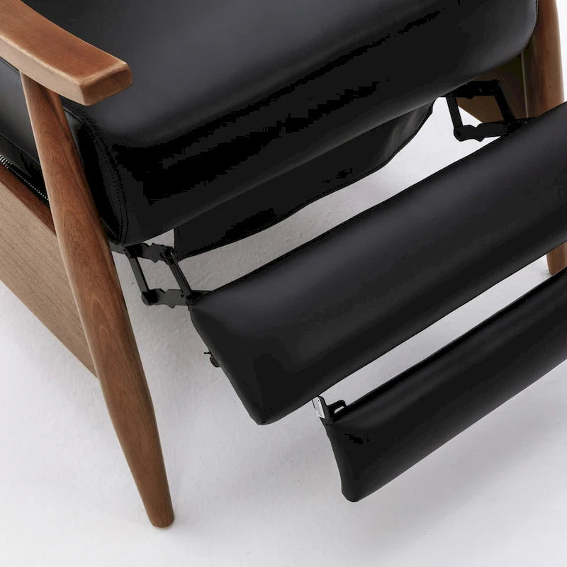 Fauteuil inclinable Fordham en cuir pleine fleur avec accoudoirs en bois de Greyson Living