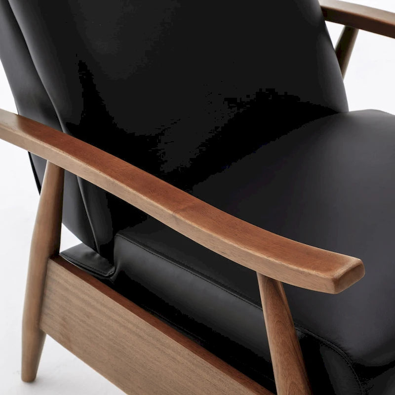 Fauteuil inclinable Fordham en cuir pleine fleur avec accoudoirs en bois de Greyson Living