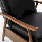 Fauteuil inclinable Fordham en cuir pleine fleur avec accoudoirs en bois de Greyson Living