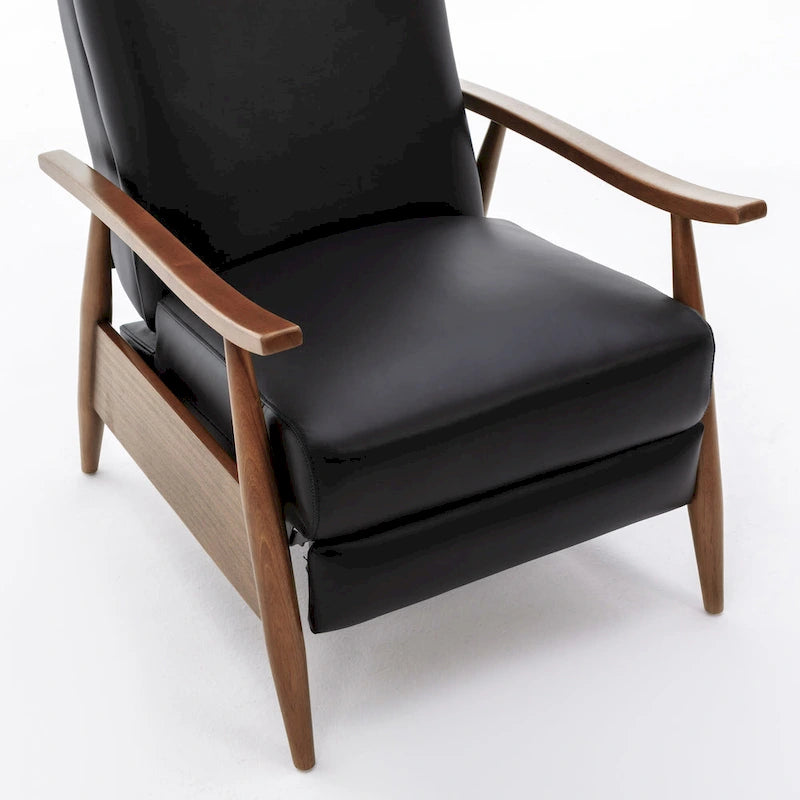 Fauteuil inclinable Fordham en cuir pleine fleur avec accoudoirs en bois de Greyson Living