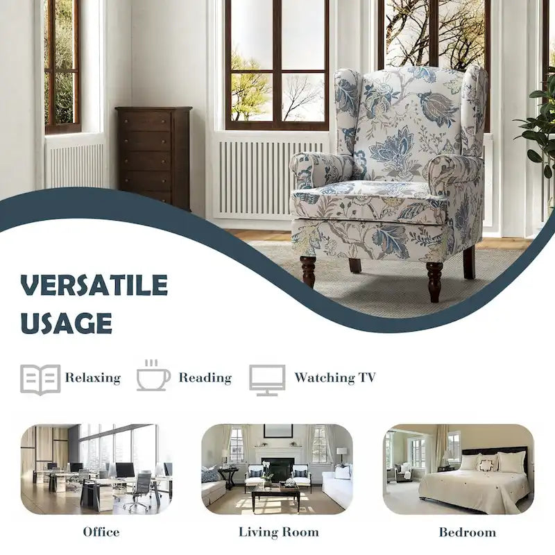 Ensemble de 2 fauteuils d'appoint traditionnels en tissu Epimethis avec pieds tournés par HULALA HOME