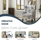 Ensemble de 2 fauteuils d'appoint traditionnels en tissu Epimethis avec pieds tournés par HULALA HOME