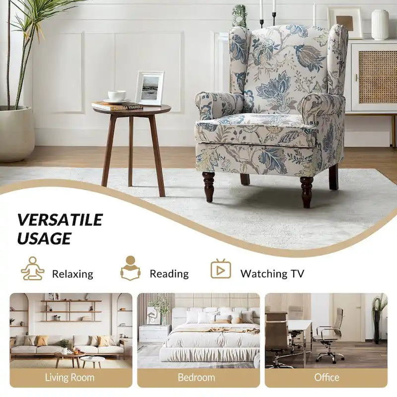 Ensemble de 2 fauteuils d'appoint traditionnels en tissu Epimethis avec pieds tournés par HULALA HOME