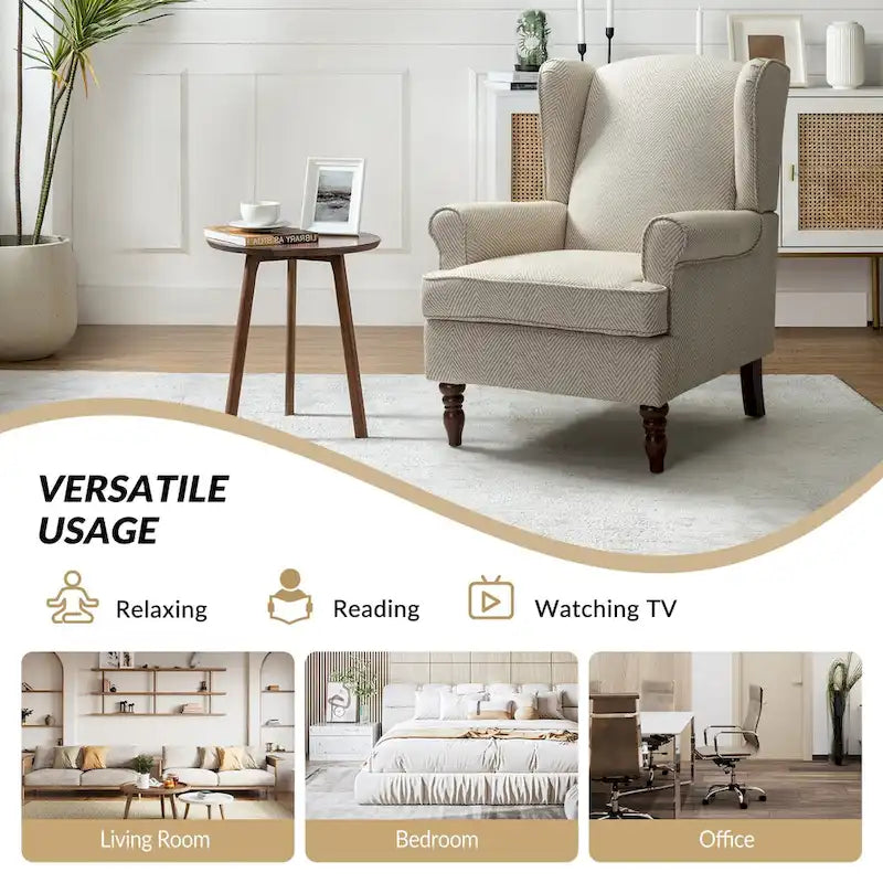 Ensemble de 2 fauteuils d'appoint traditionnels en tissu Epimethis avec pieds tournés par HULALA HOME