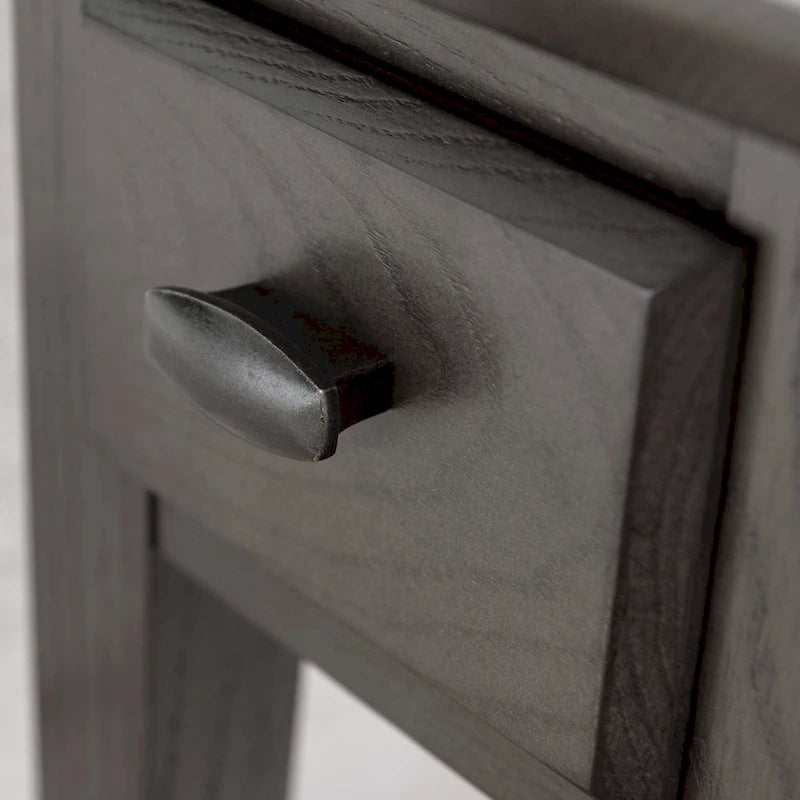 Table d'appoint étroite Teegan en bois massif avec étagère et tiroir