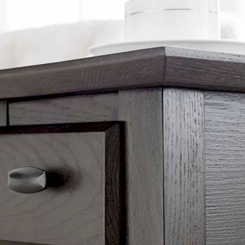 Table d'appoint étroite Teegan en bois massif avec étagère et tiroir