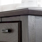 Table d'appoint étroite Teegan en bois massif avec étagère et tiroir