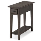 Table d'appoint étroite Teegan en bois massif avec étagère et tiroir