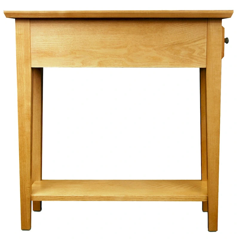 Table d'appoint étroite Teegan en bois massif avec étagère et tiroir