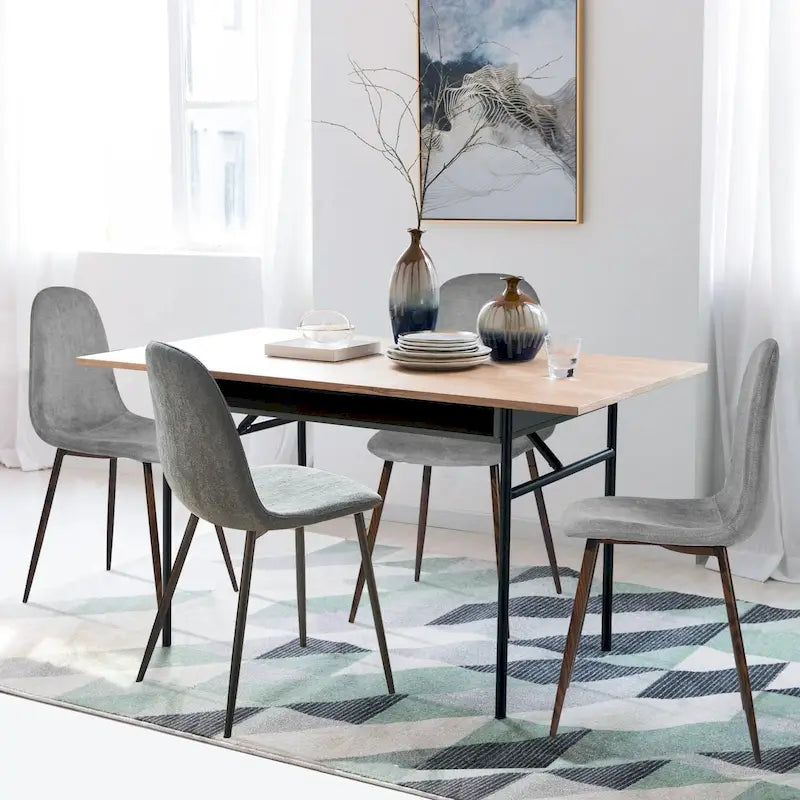 Ensemble de 4 chaises de salle à manger HomyLin, revêtement en tissu, dossier bas, sans accoudoirs