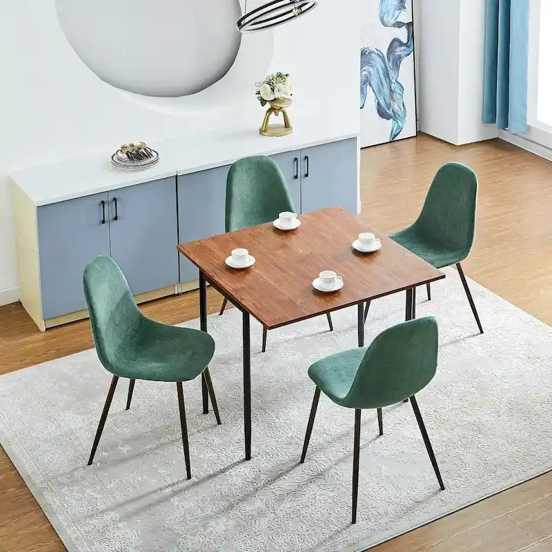 Ensemble de 4 chaises de salle à manger HomyLin, revêtement en tissu, dossier bas, sans accoudoirs