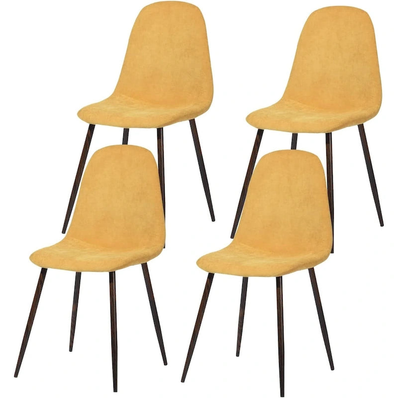 Ensemble de 4 chaises de salle à manger HomyLin, revêtement en tissu, dossier bas, sans accoudoirs