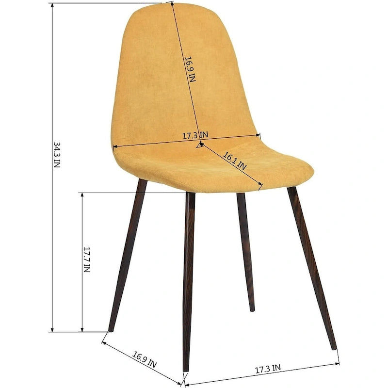 Ensemble de 4 chaises de salle à manger HomyLin, revêtement en tissu, dossier bas, sans accoudoirs