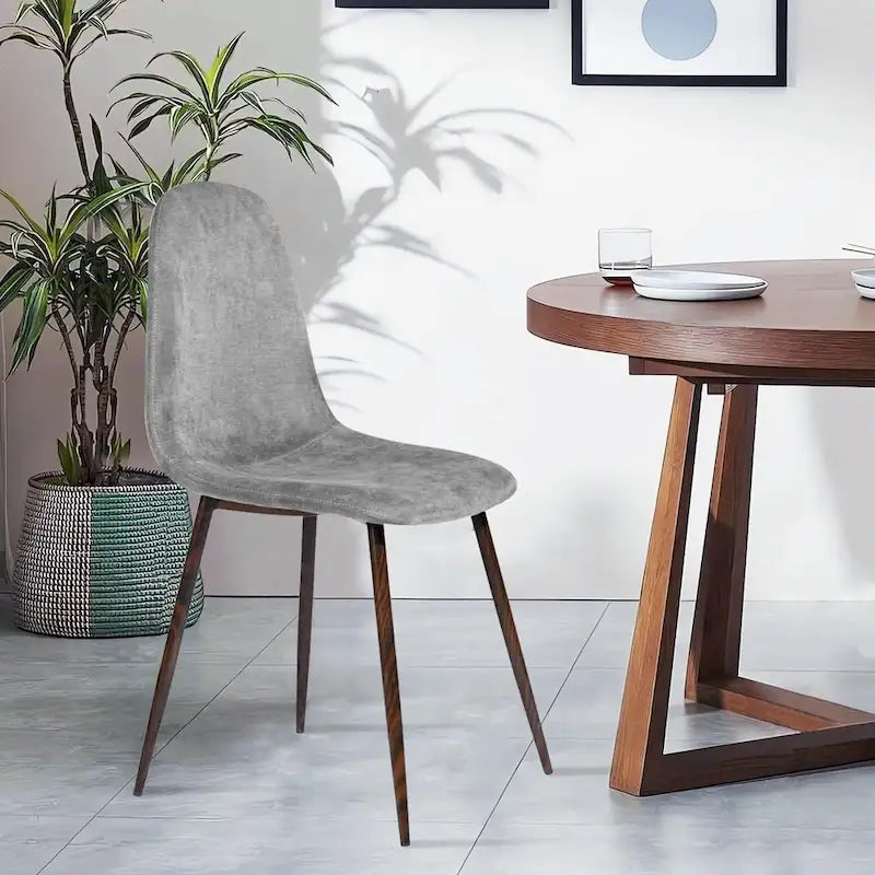 Ensemble de 4 chaises de salle à manger HomyLin, revêtement en tissu, dossier bas, sans accoudoirs