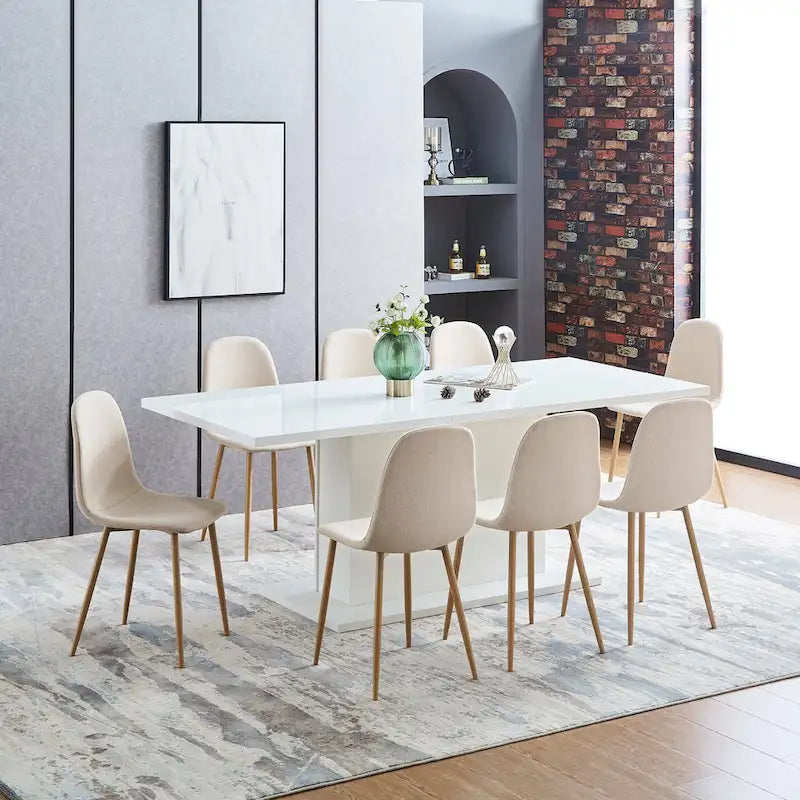 Ensemble de 4 chaises de salle à manger HomyLin, revêtement en tissu, dossier bas, sans accoudoirs