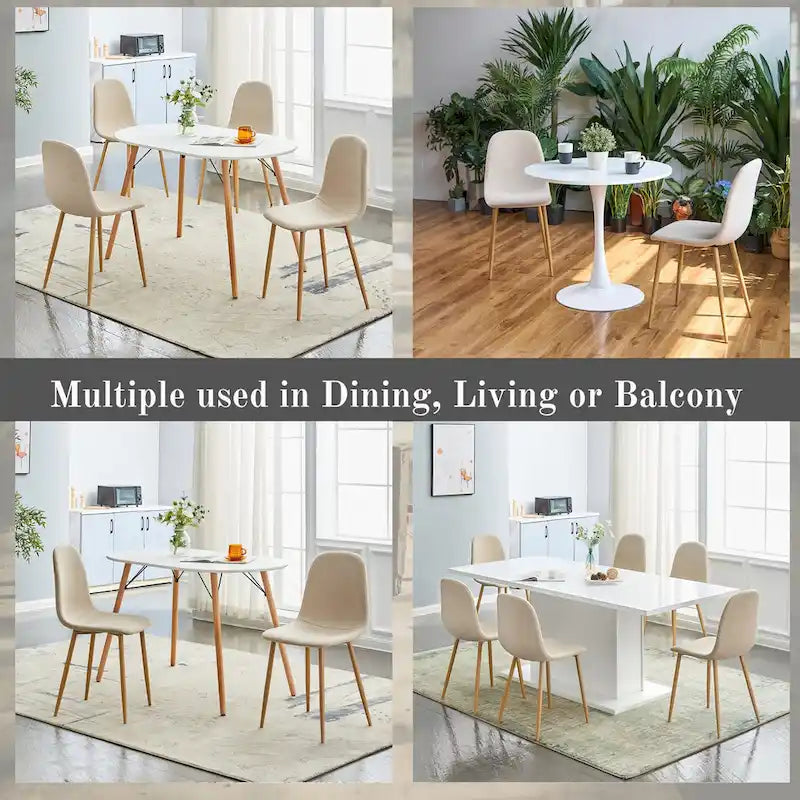 Ensemble de 4 chaises de salle à manger HomyLin, revêtement en tissu, dossier bas, sans accoudoirs