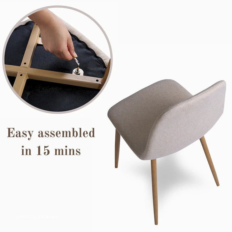 Ensemble de 4 chaises de salle à manger HomyLin, revêtement en tissu, dossier bas, sans accoudoirs