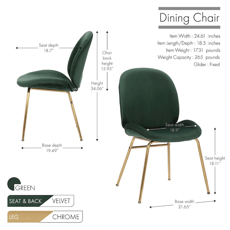 Chaise de salle à manger Porthos Home Cace en velours avec pieds dorés