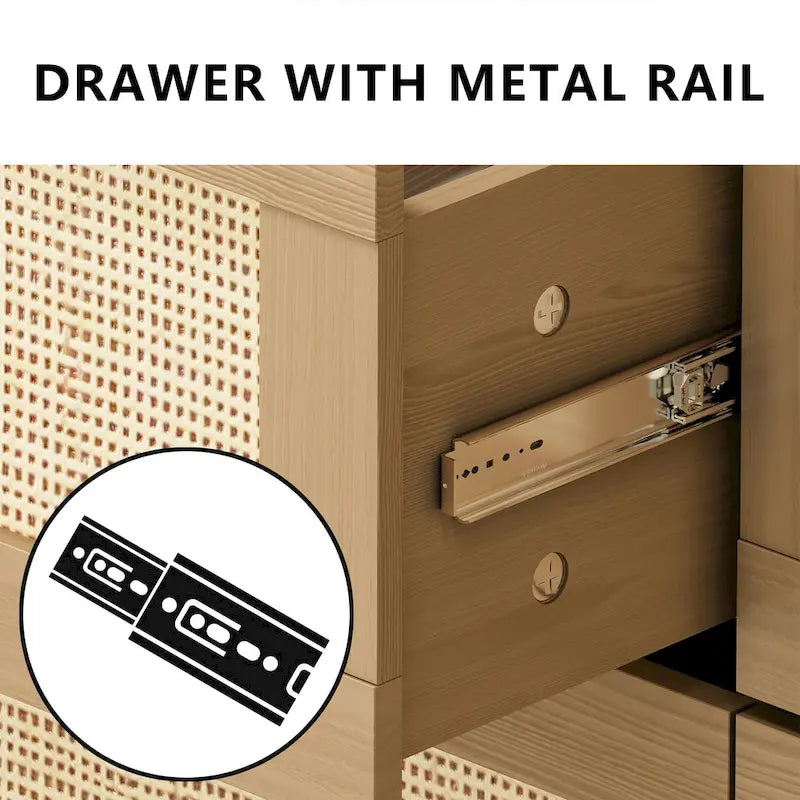 Commode en rotin à 6 tiroirs, Chambre, Salon