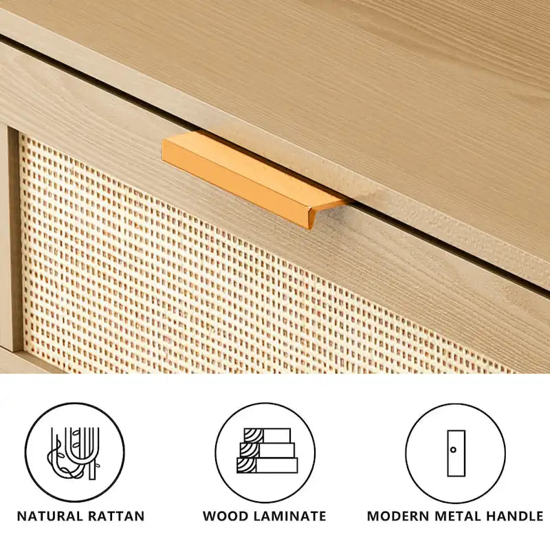 Commode en rotin à 6 tiroirs, Chambre, Salon